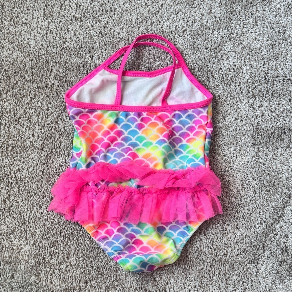 Wonder Nation Toddler Girl Mermaid Tutu Swimsuit β Rainbow Scales β Size 2T - Picture 4 of 5